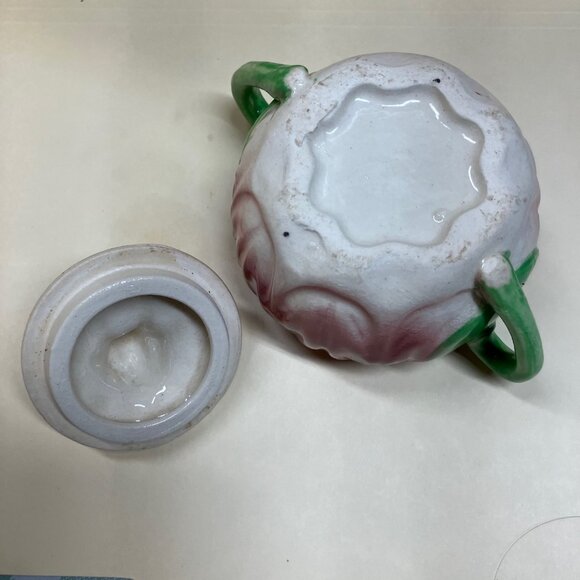 Vtg Carlton Ware 3" Sugar Bowl Lotus Water Lily Pad with Frog on Lid - Picture 5 of 5